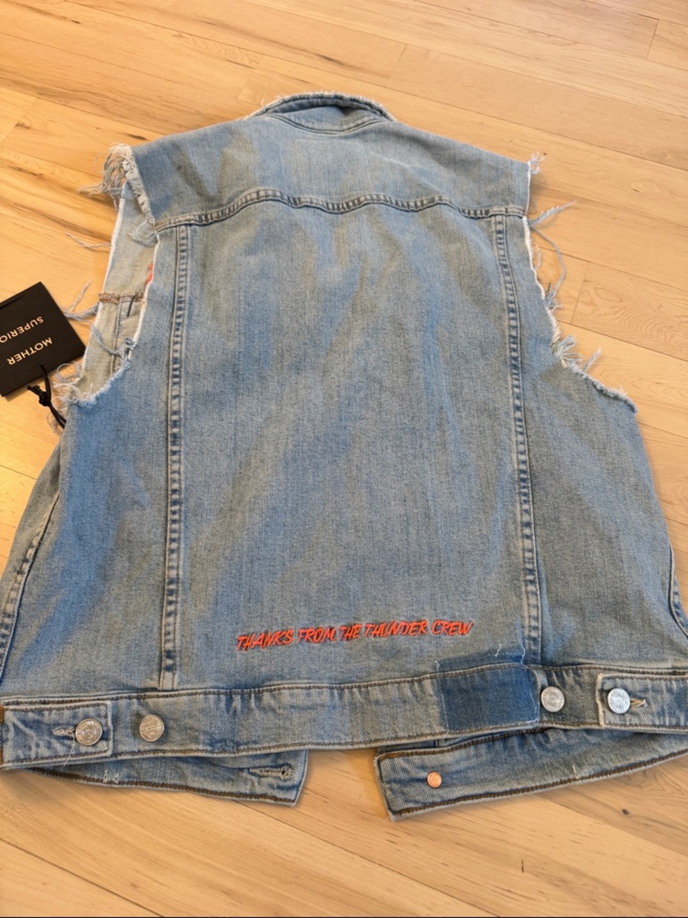Mother Superior ‘THE DRIFTER' Light Wash Denim Vest fast as a mother-New-S - Picture 8 of 10